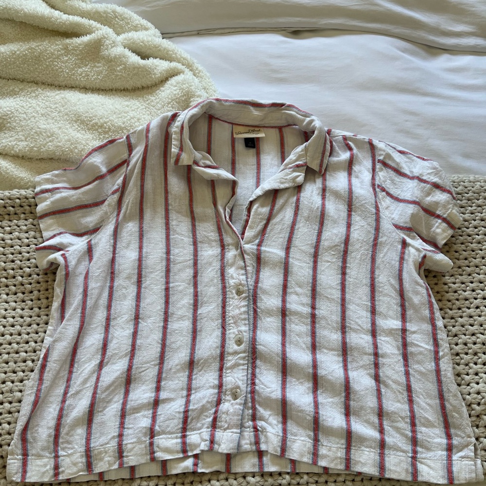 Universal Thread Red and White Striped Linen Shirt